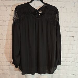 Adrianna Papell Black Pleated Top Size L